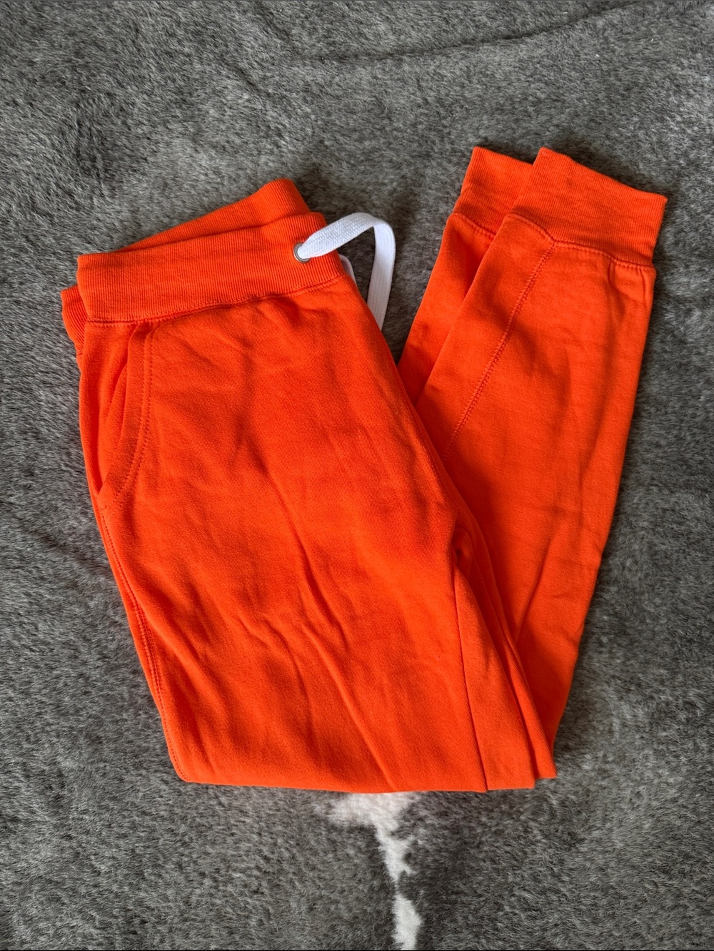 Fashion Nova Orange Fleece Joggers with White Drawstring